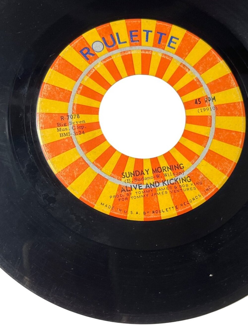 Alive & Kicking 45 RPM Vinyl Record Tighter Tighter / Sunday Morning Roulette - Picture 4 of 4